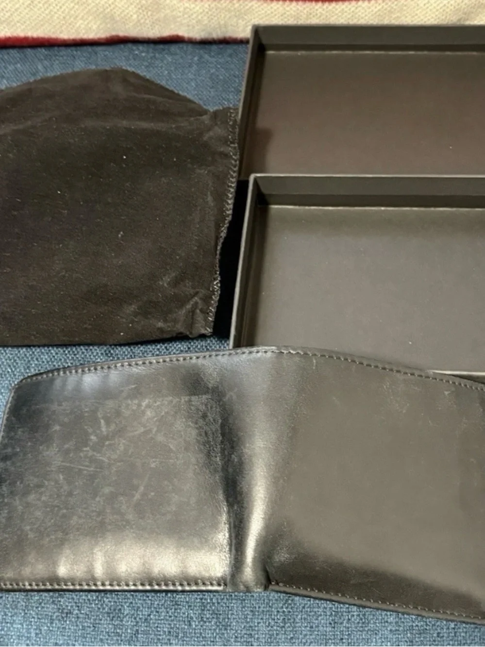 Executive Charcoal Black Leather Bi-Fold Wallet